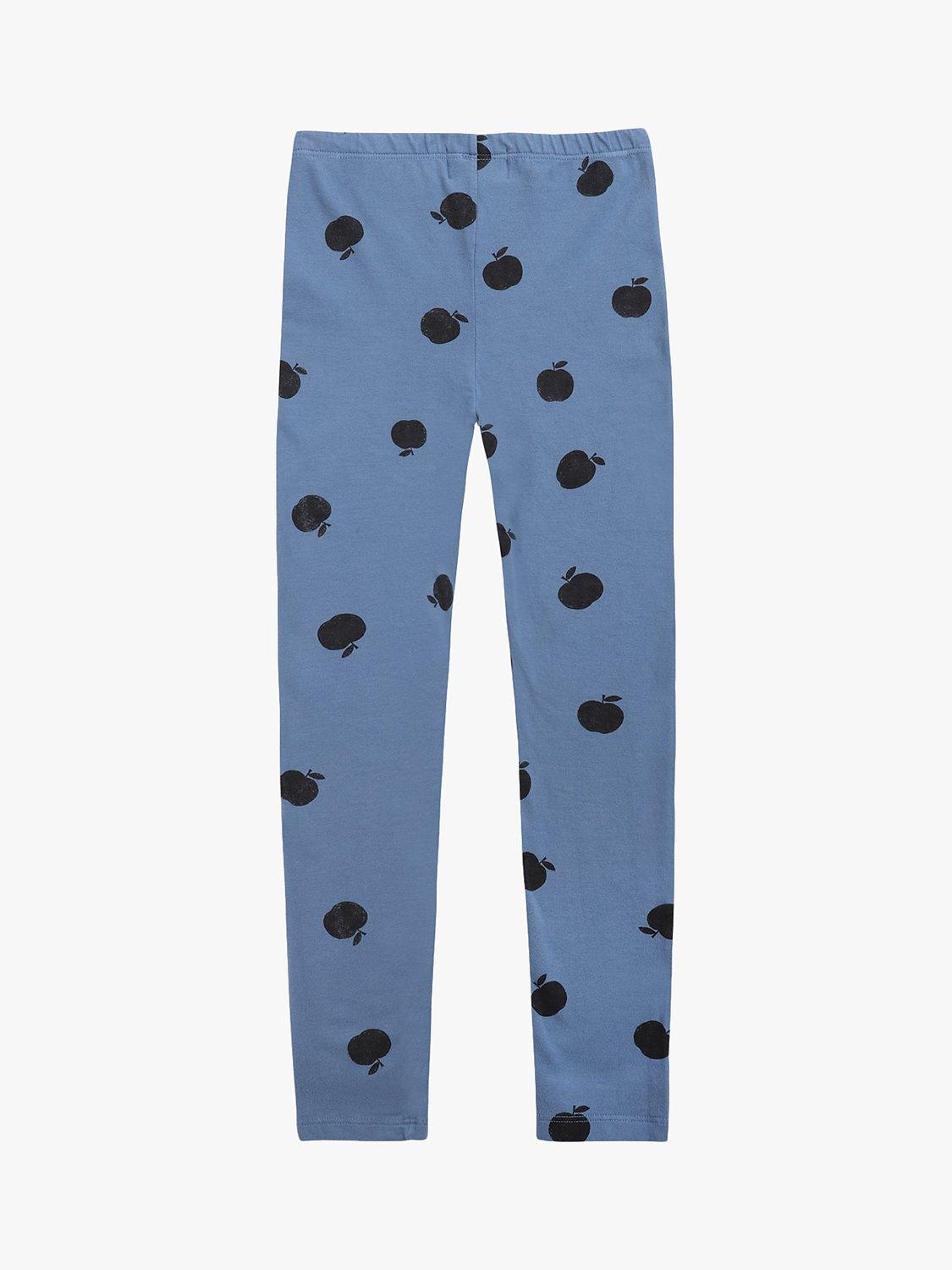 Product image 2 of 4, which shows Bobo Choses Kids' Organic Cotton Blend Poma Apple Print Leggings, Blue, 2-3 years
