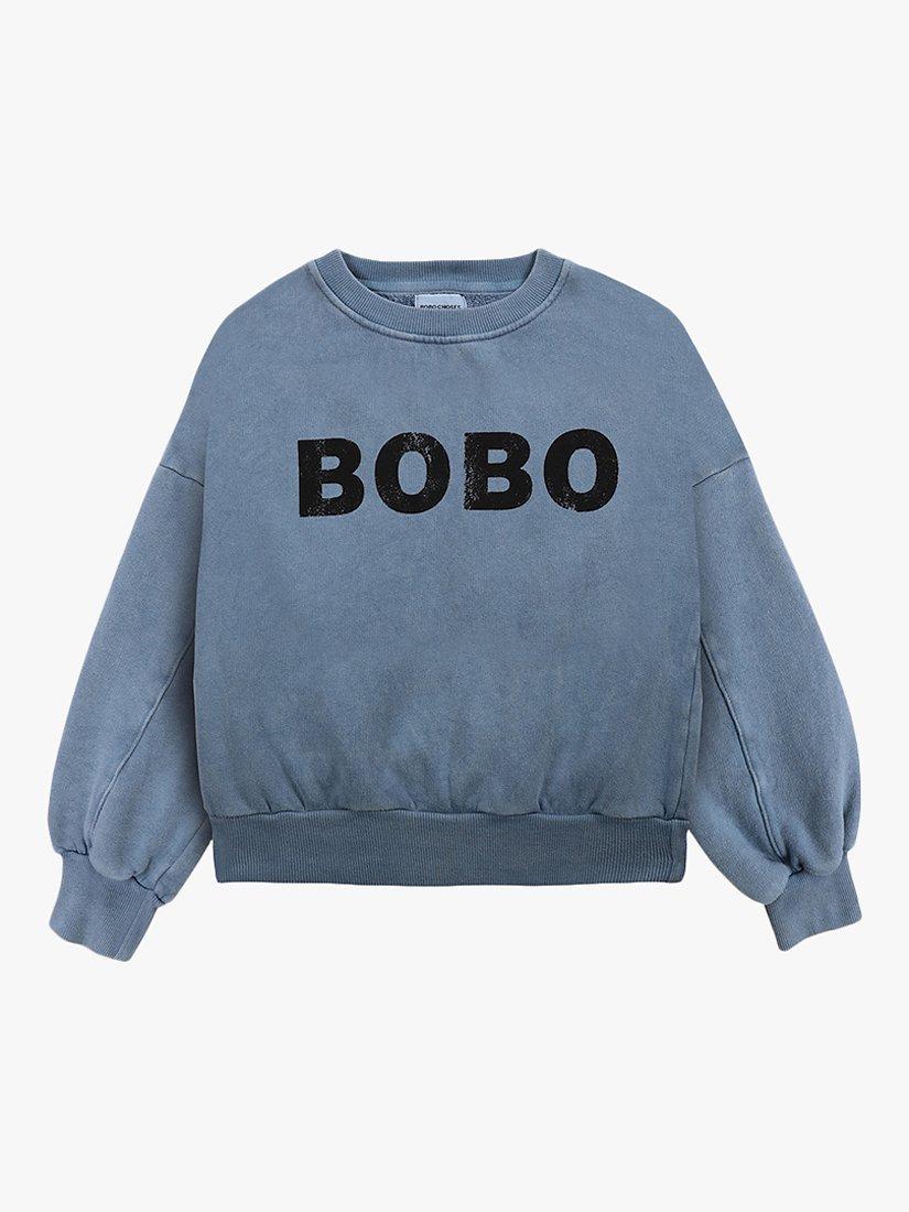 Product image 1 of 2, which shows Bobo Choses Kids' Organic Cotton Blend Logo Graphic Sweatshirt, Blue, 2-3 years