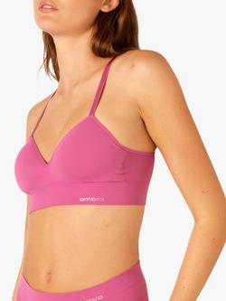 Ambra Longline Padded Bra - view 2, Raspberry