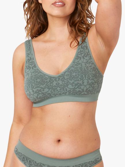 Ambra Bare Essentials Non Wired Padded Seamfree Lace Design Bra, Lagoon