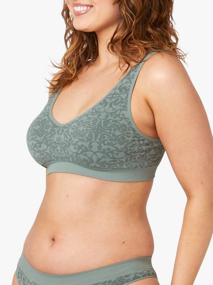 Ambra Bare Essentials Non Wired Padded Seamfree Lace Design Bra - view 2, Lagoon