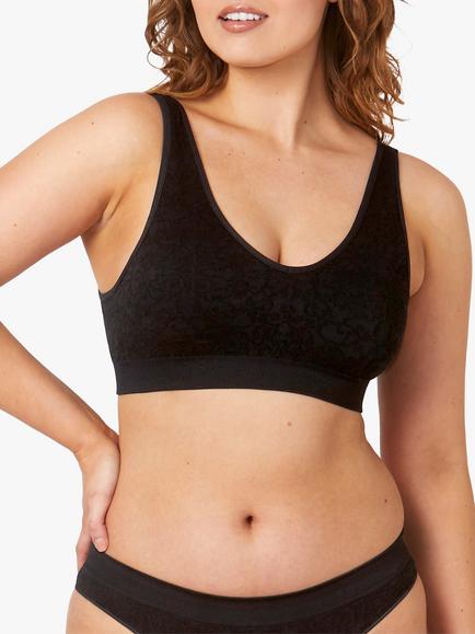 Ambra Bare Essentials Non Wired Padded Seamfree Lace Design Bra, Black