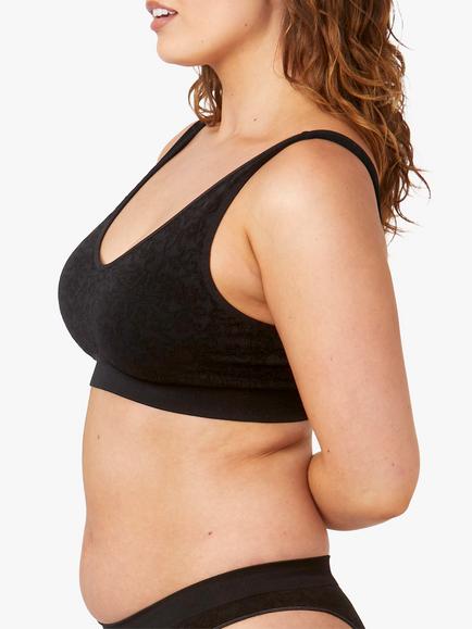 Ambra Bare Essentials Non Wired Padded Seamfree Lace Design Bra - view 2, Black