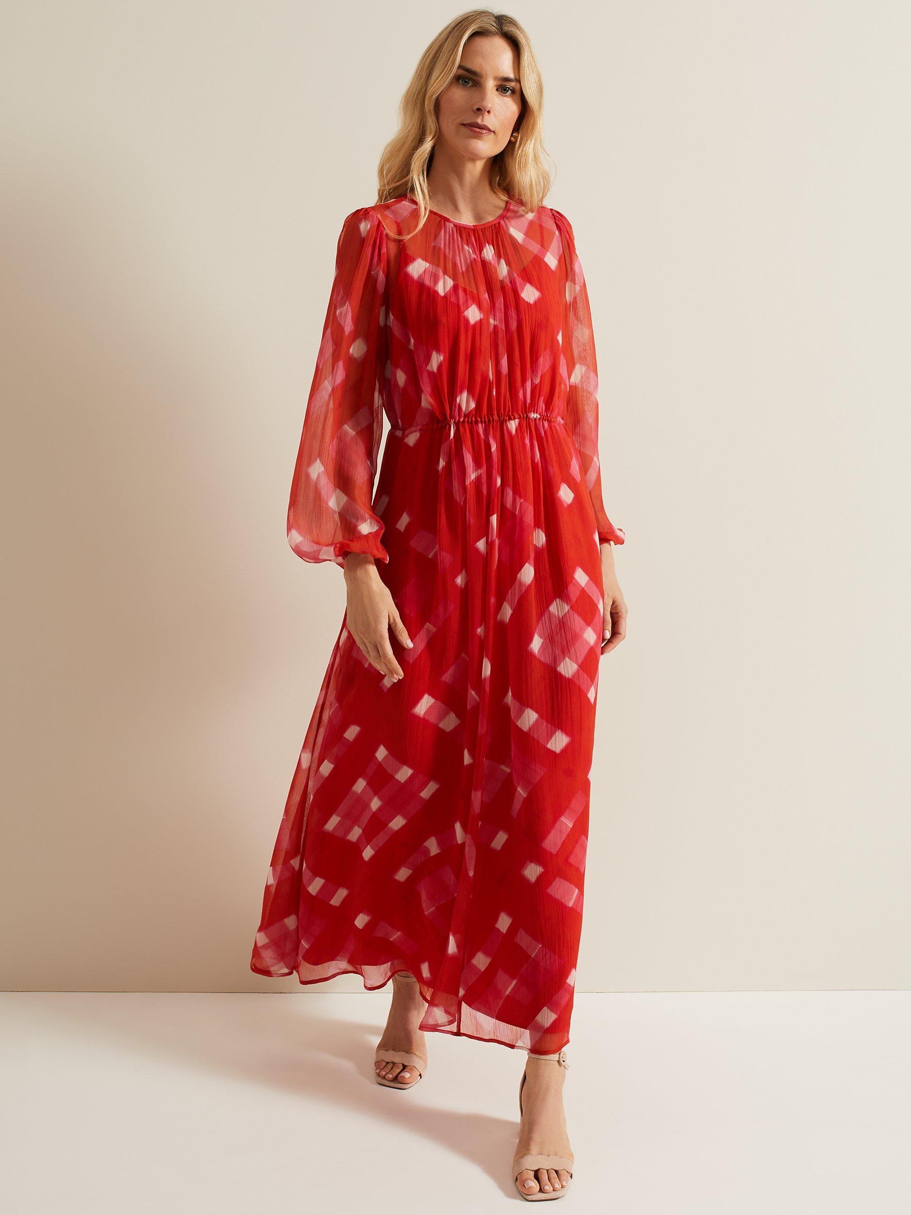 Phase Eight Tatianna Check Maxi Dress, Red/Multi