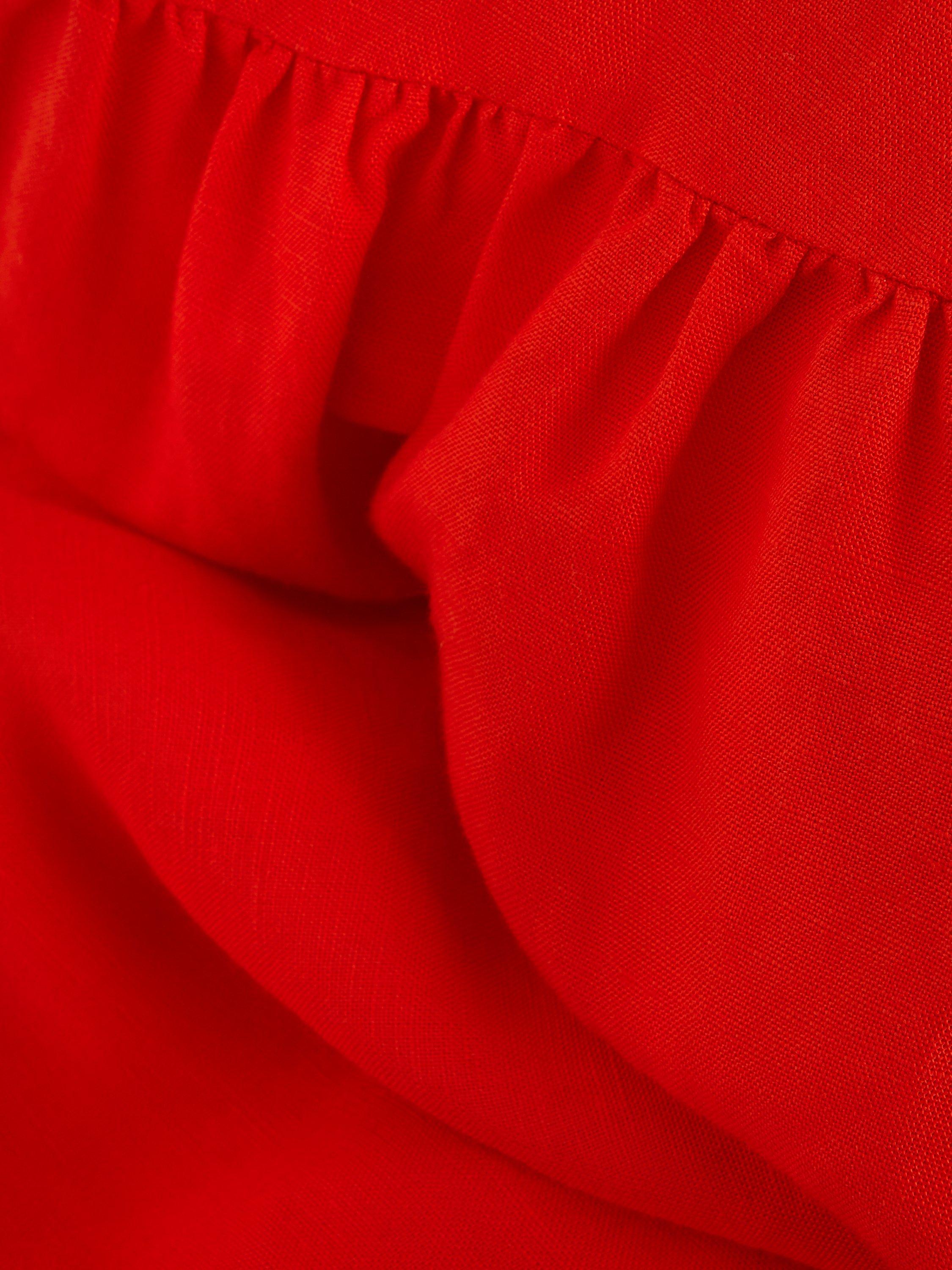 Product image 5 of 6, which shows Phase Eight Morgan Linen Blend Tiered Midi Dress, Red, 16