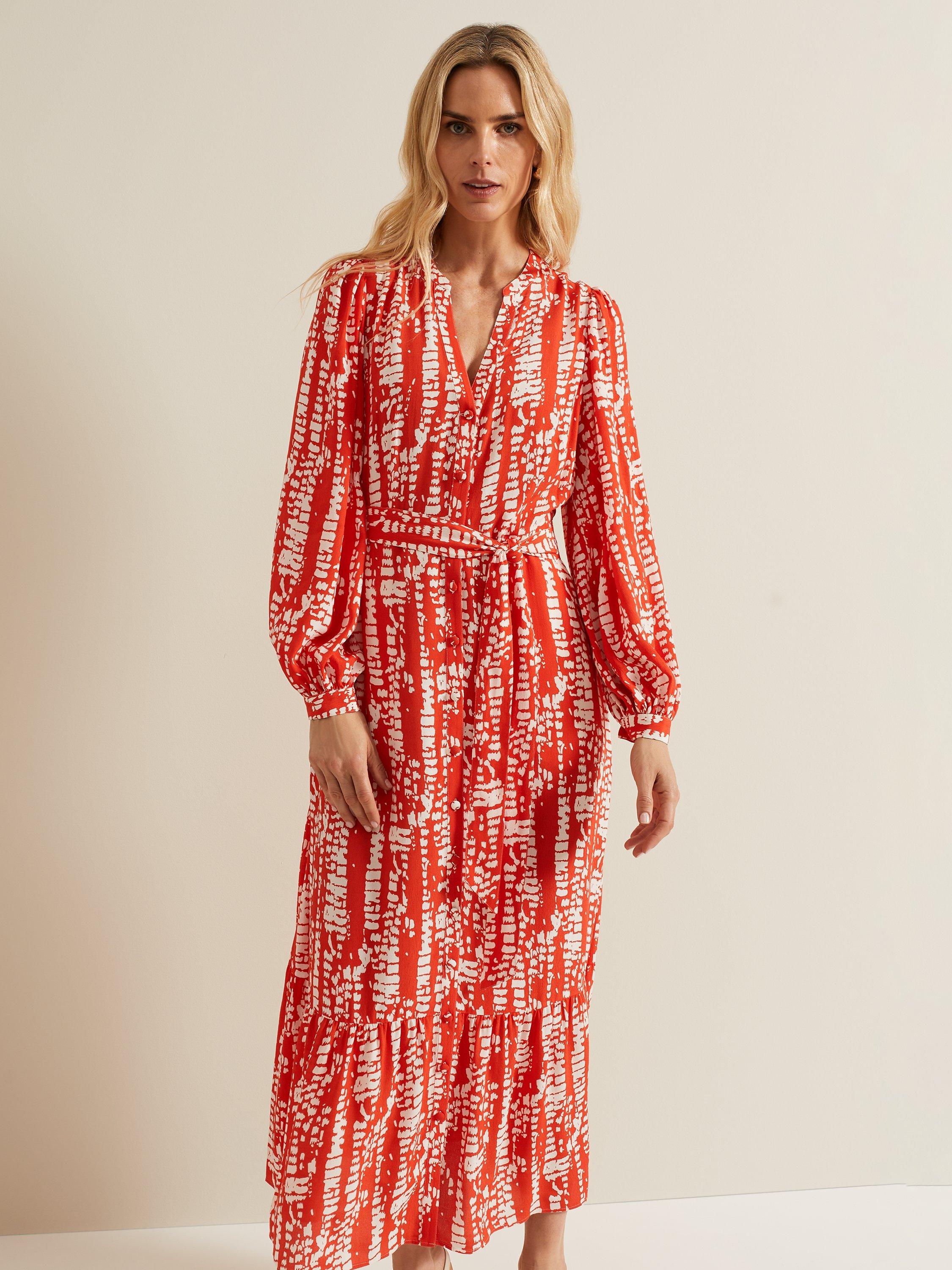 Phase Eight Louisa Abstract Print Maxi Dress Red Multi