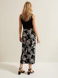 Phase Eight Ayana Leaf Print Skirt, Black/Ivory