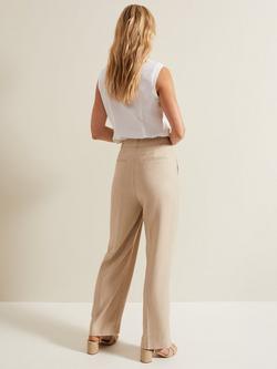 Phase Eight Addison Linen Blend Trousers, Stone - view 2, Stone