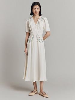 Ghost Maeve Floral Embroidery Dress, Ivory