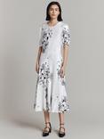 Ghost Paloma Puff Sleeve Floral Midi Dress, Ivory