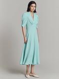 Ghost Madi Puff Sleeve Midi Dress, Light Blue