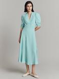 Ghost Madi Puff Sleeve Midi Dress, Light Blue