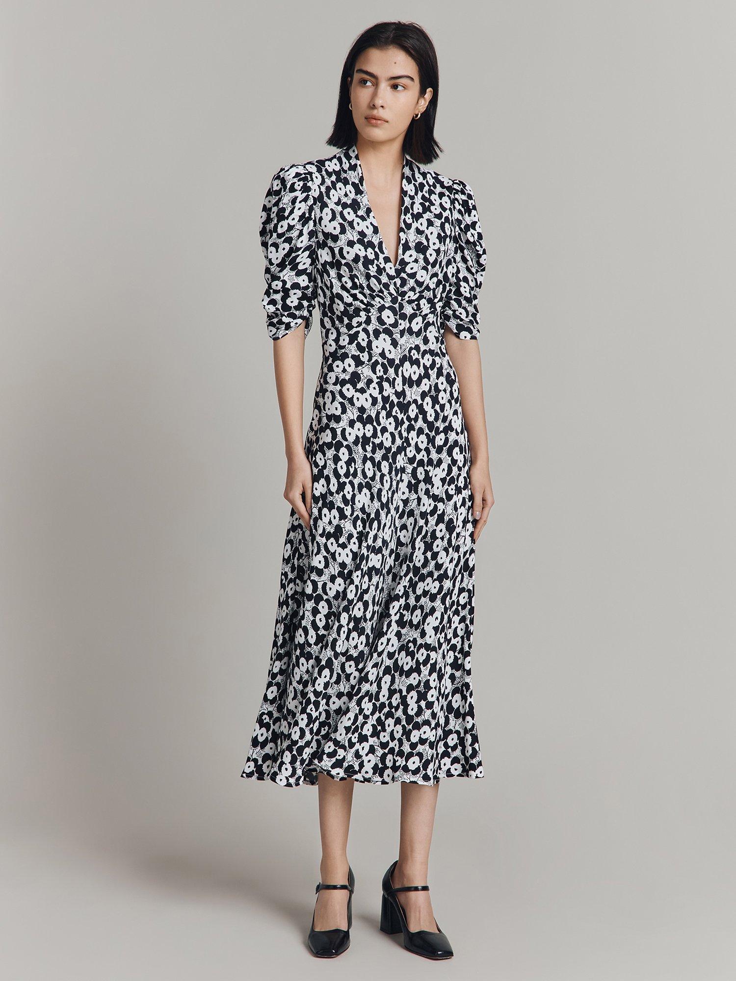 Product image 2 of 4, which shows Ghost Madi Floral Midi Dress, Black Buds, S