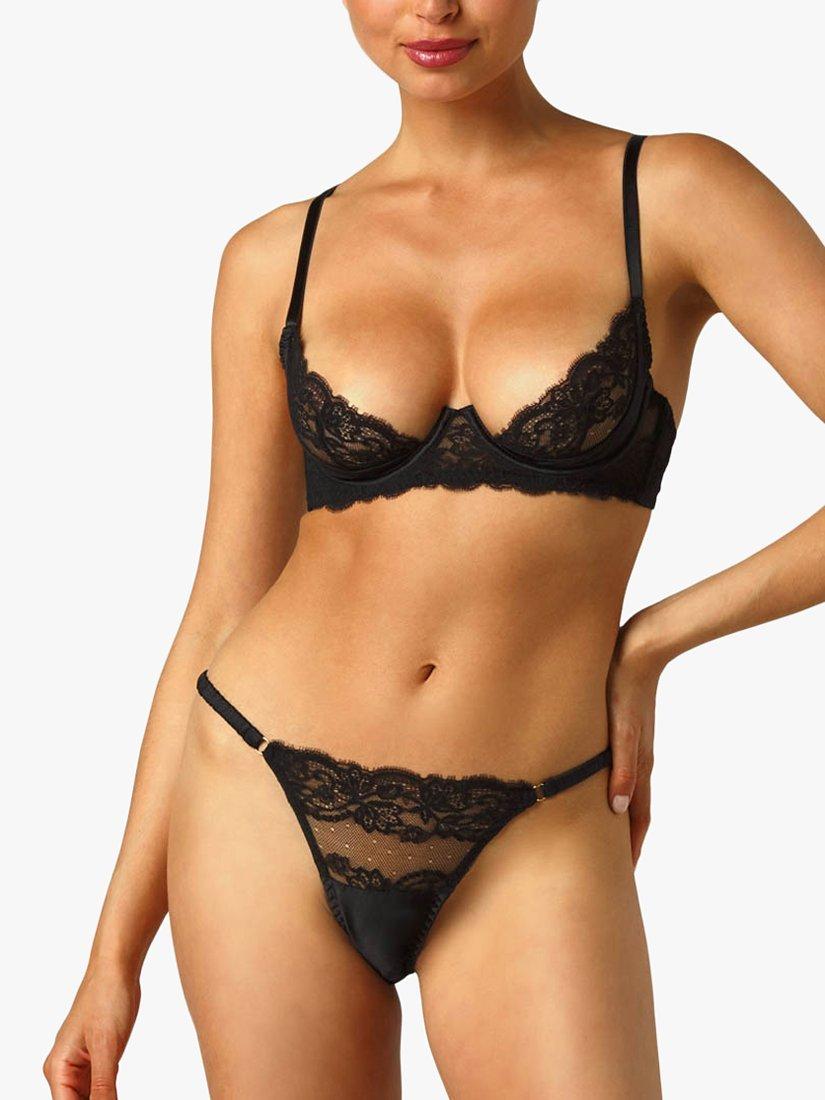 Product image 1 of 5, which shows Coco de Mer Seraphine Brazilian Knickers, Black, S