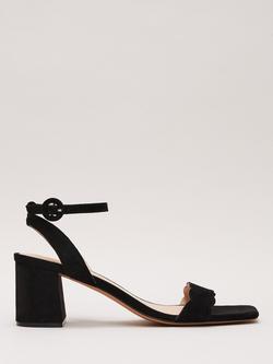 Phase Eight Suede Scallop Block Heels, Black, Black