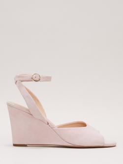 Phase Eight Suede Open Toe Wedges, Pale Pink, Pale Pink