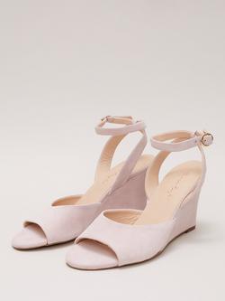 Phase Eight Suede Open Toe Wedges, Pale Pink - view 2, Pale Pink