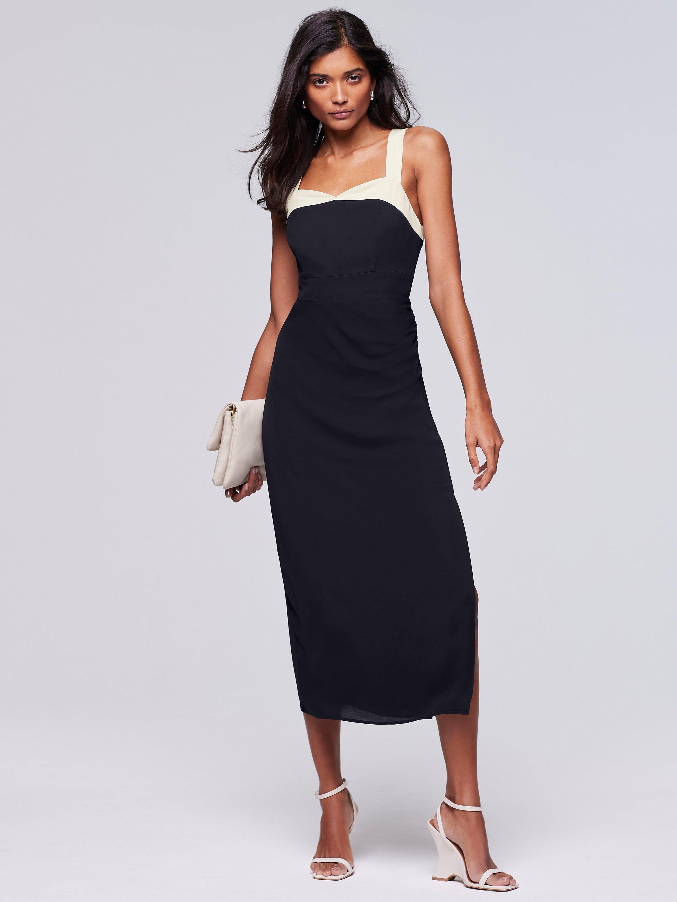 Mint Velvet Contrast Trim Midi Dress Navy