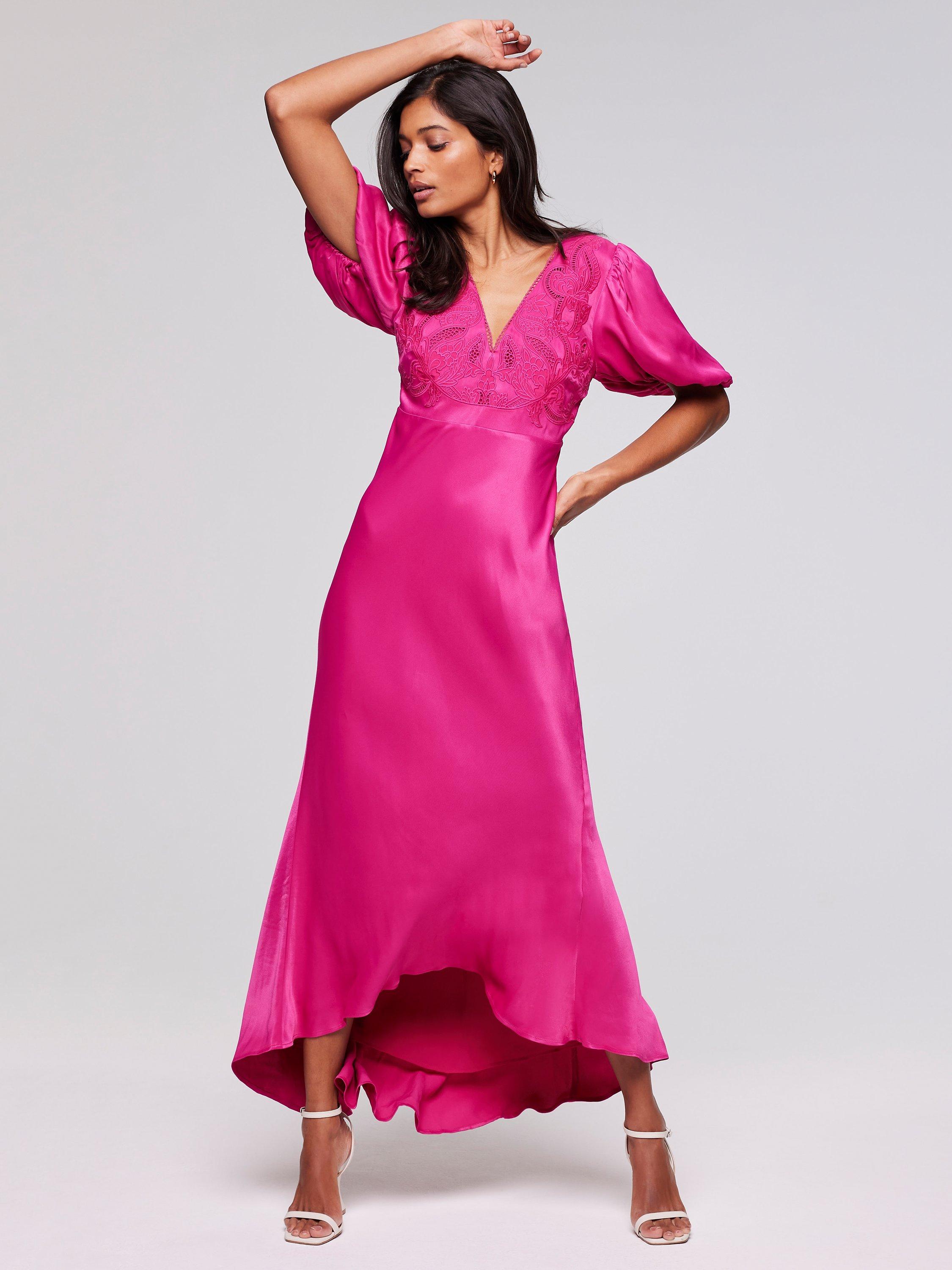 Pink fishtail maxi dress hotsell