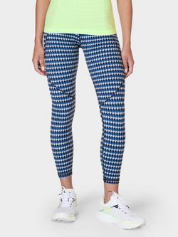 Sweaty Betty Power 7/8 Gym Leggings, Blue Court Geo Print
