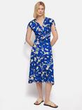 Jigsaw Peony Abstract Print Midi Dress, Cobalt/Beige