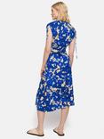 Jigsaw Peony Abstract Print Midi Dress, Cobalt/Beige