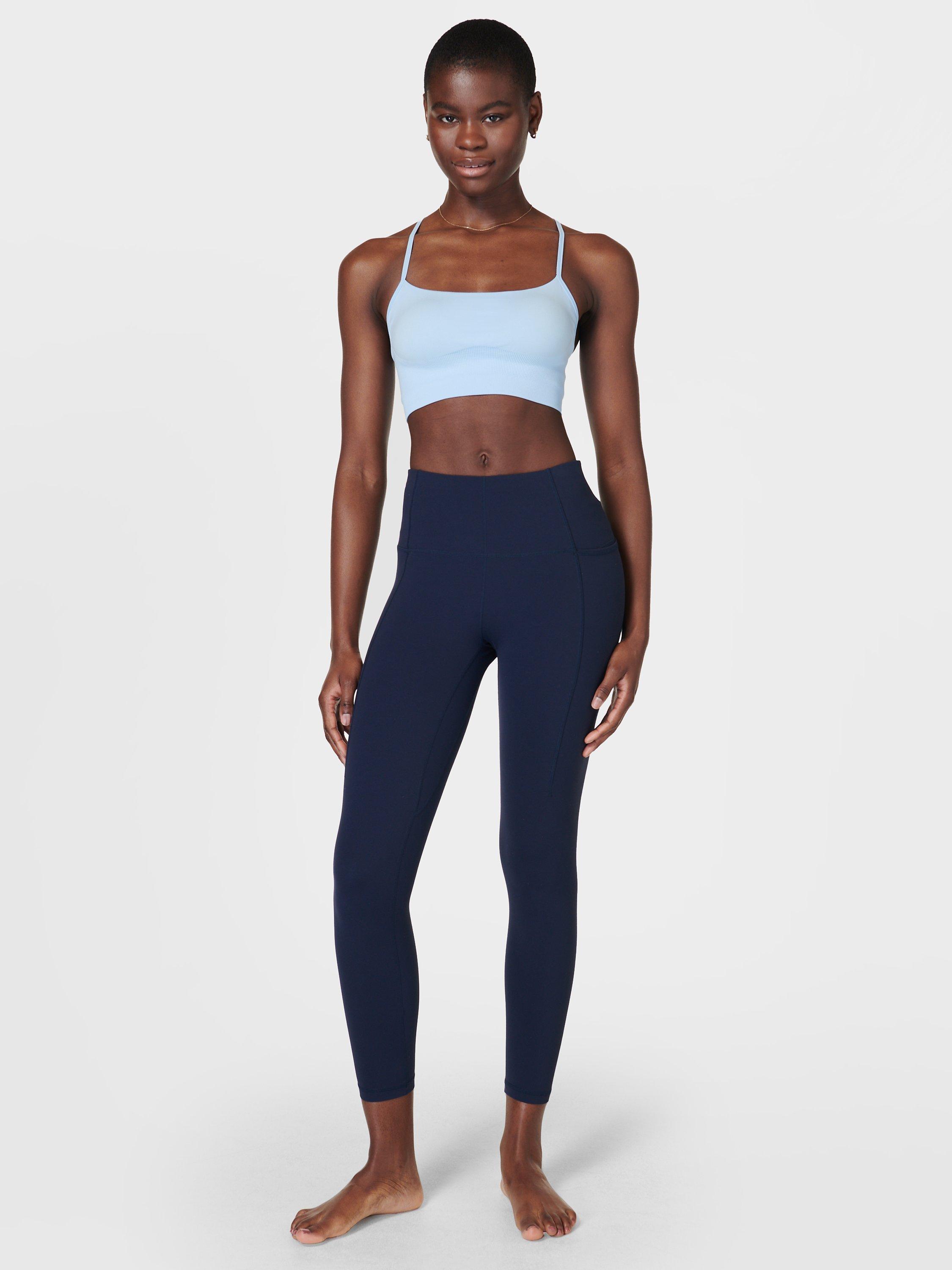 Product image 3 of 5, which shows Sweaty Betty Spirit Restored Yoga Sports Bra, Breeze Blue, XS
