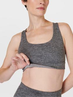 Sweaty Betty Super Soft Reversible Sports Bra, Medium Grey Marl - view 2, Medium Grey Marl