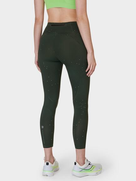 Sweaty Betty Zero Gravity 7/8 Running Leggings - view 2, Green Grid Geo Print