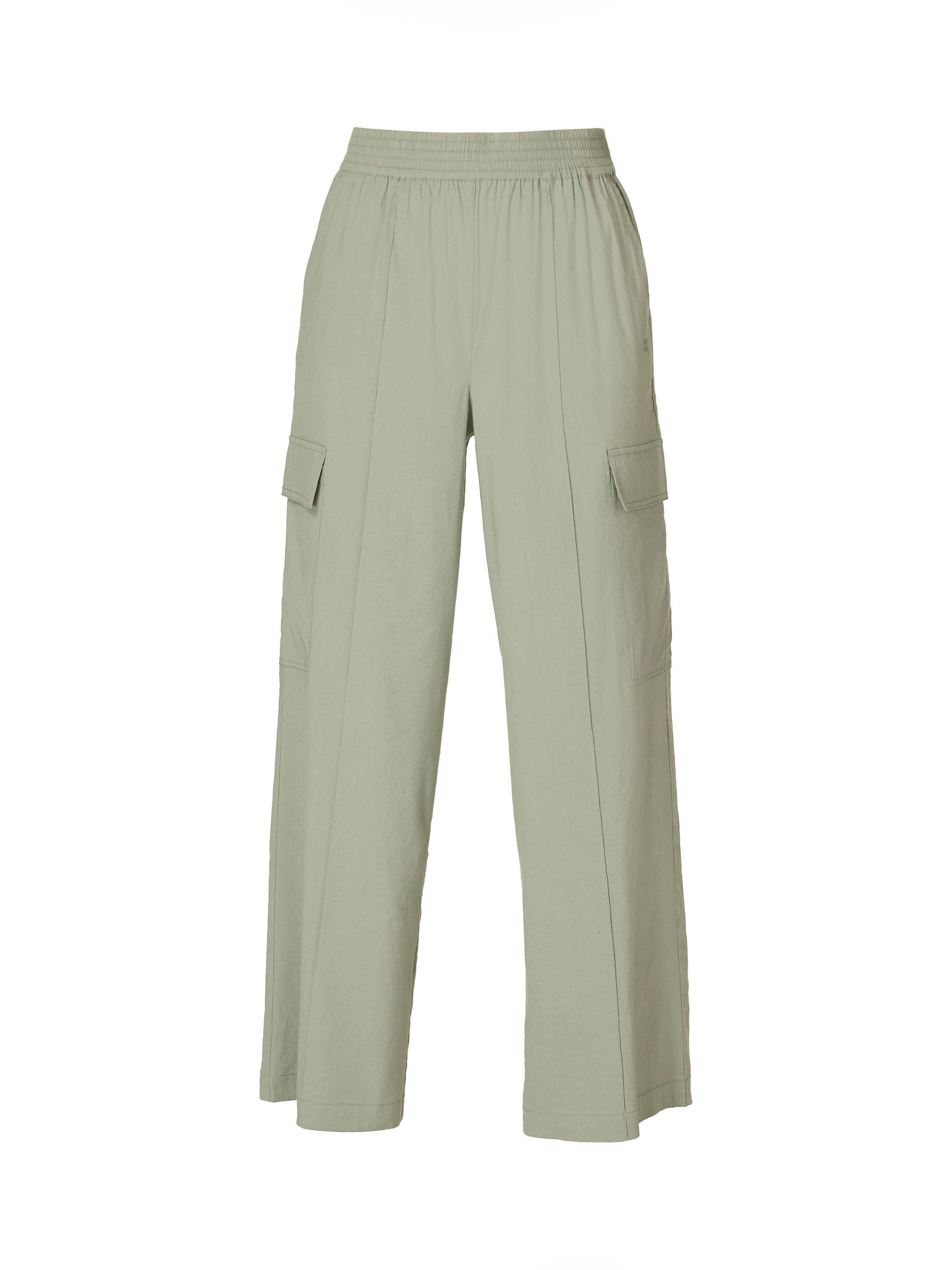 Product image 4 of 8, which shows Sweaty Betty Summer Stretch Linen Blend Trousers, Savannah Green, XS