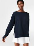 Sweaty Betty After Class Cross Back Organic Cotton Blend Jumper, Navy Blue