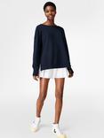 Sweaty Betty After Class Cross Back Organic Cotton Blend Jumper, Navy Blue