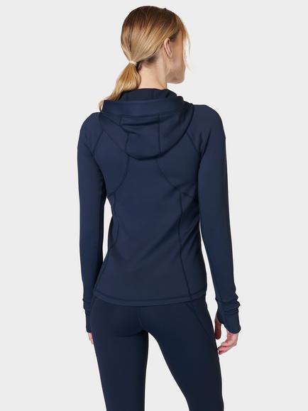 Sweaty Betty Pro Run Zip Up Hooded Top - view 2, Navy Blue