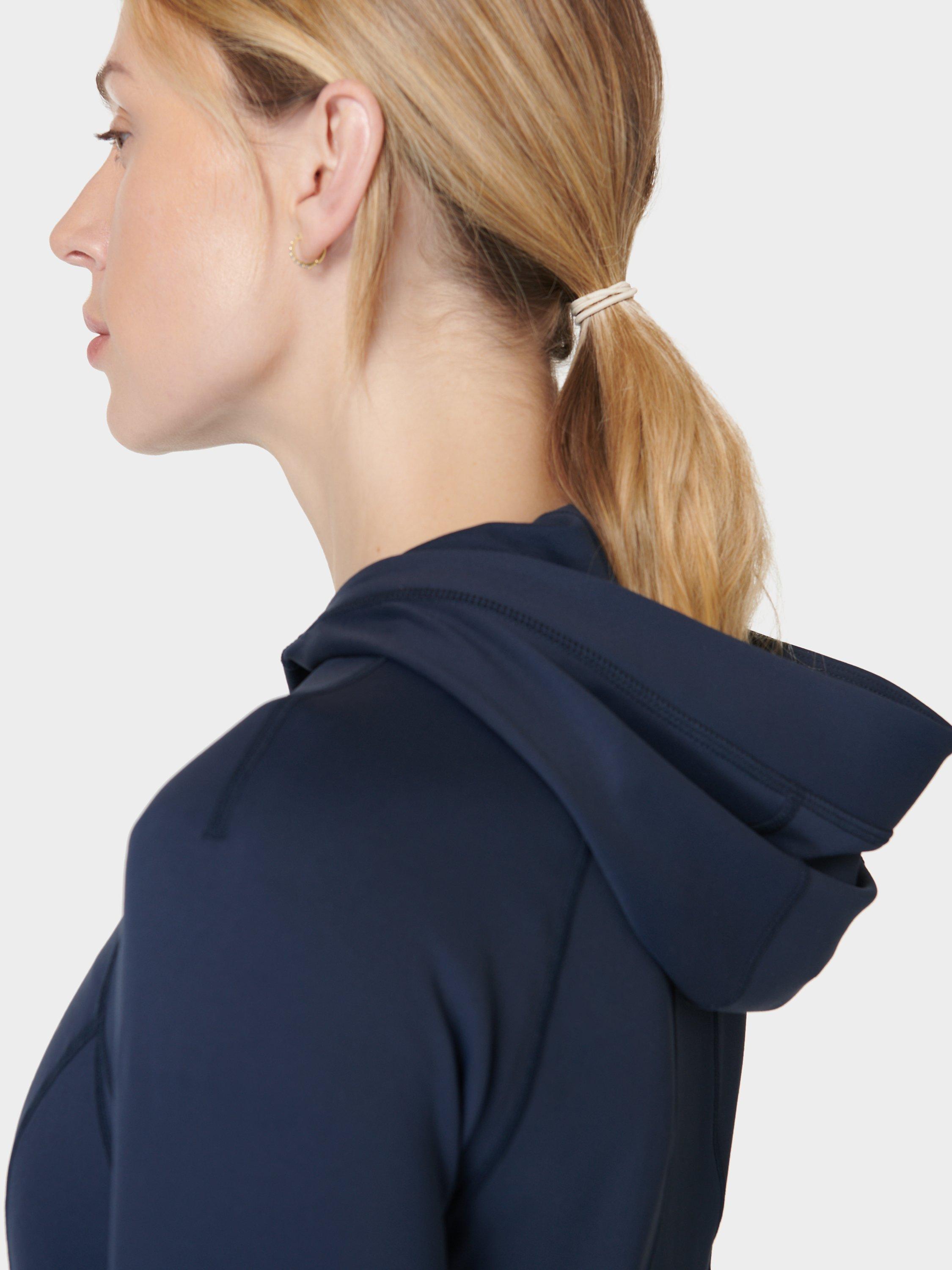 Top Sweaty Betty Cross Train blue neoprene zip hoodie, navy, size M