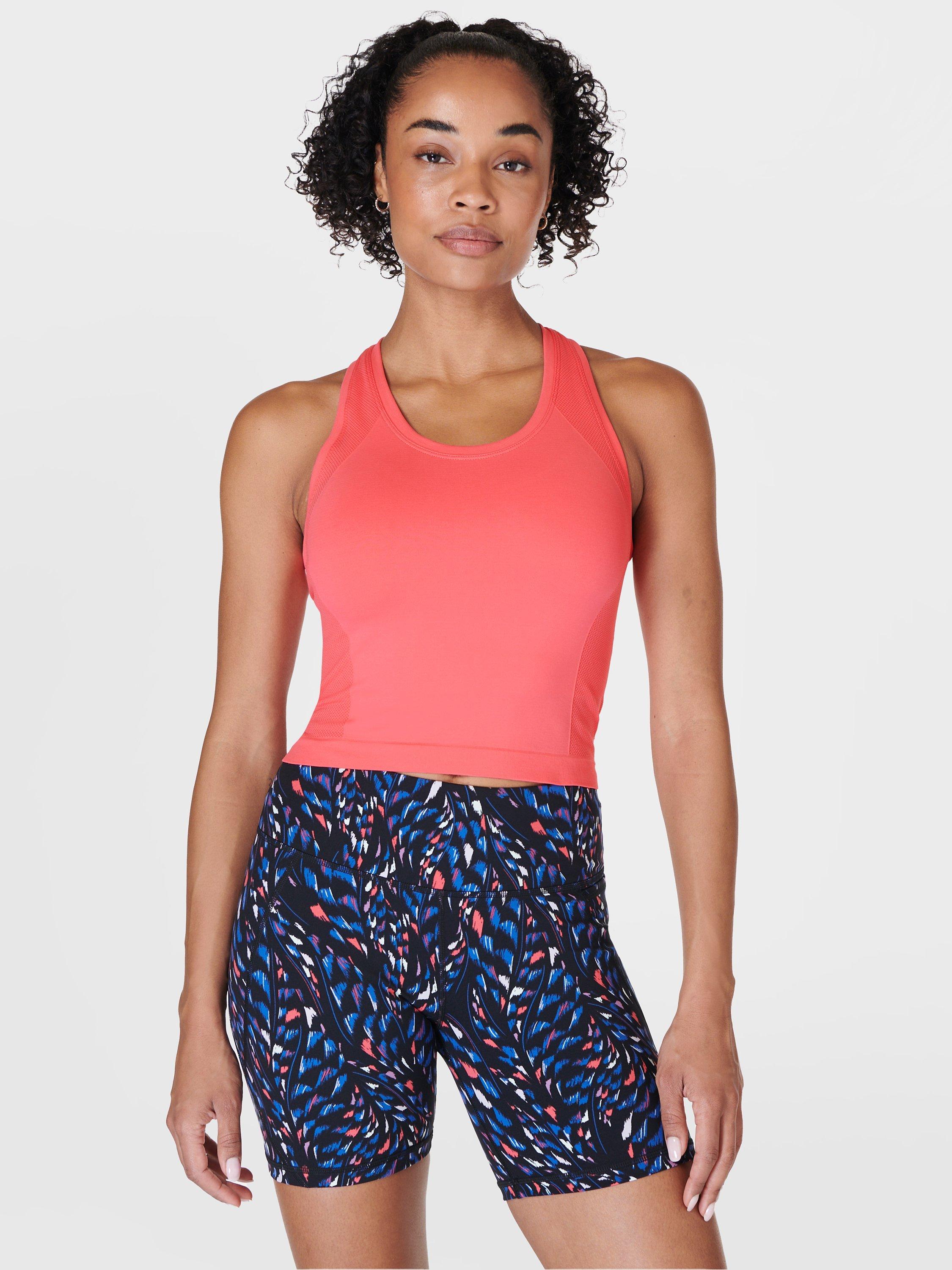 Sweaty Betty Athlete Crop Sports Top, Coral Pink
