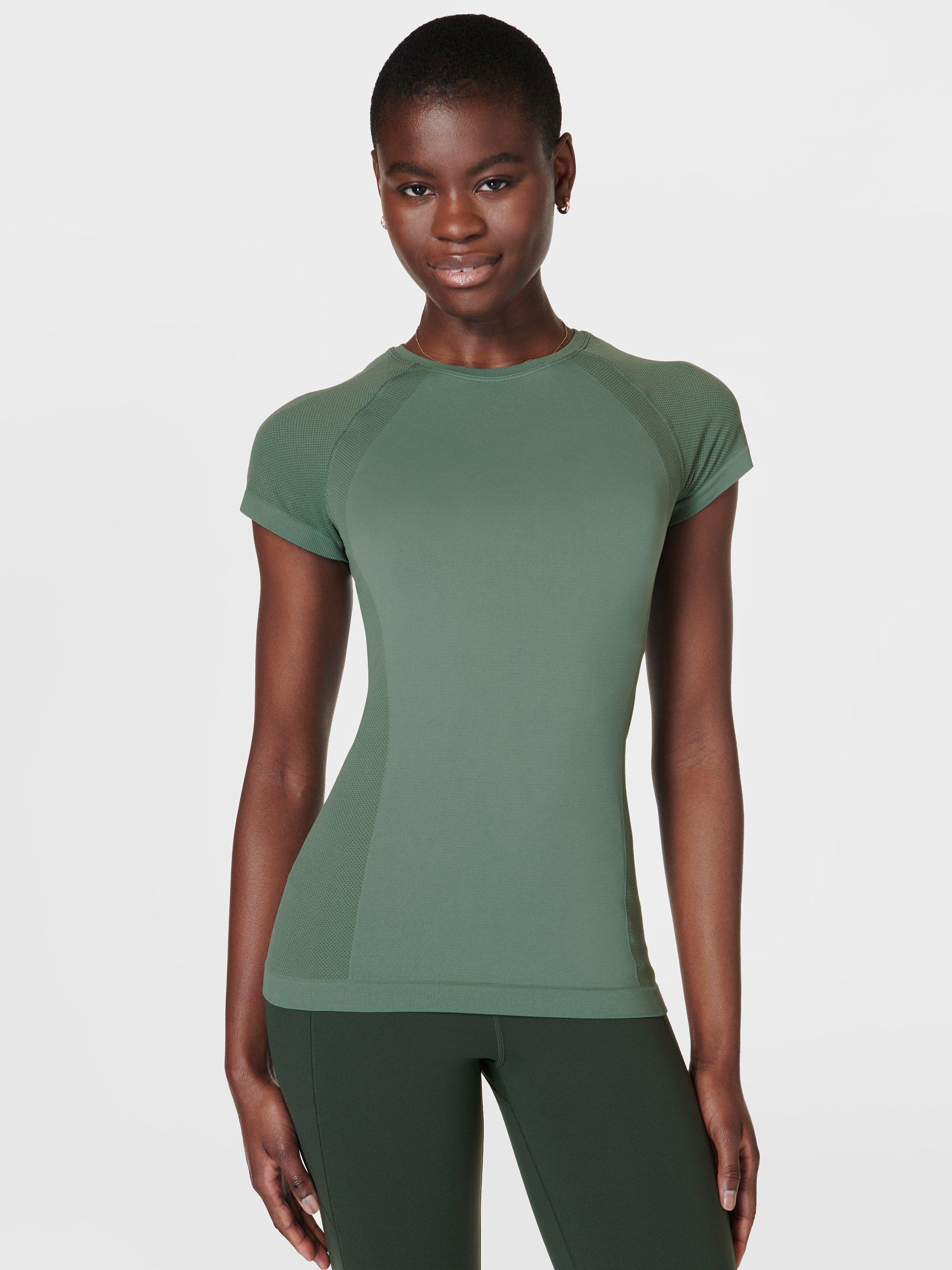 Sweaty Betty Athlete Seamless Top, Cool Forest Green