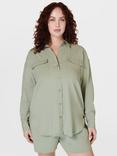 Sweaty Betty Summer Stretch Linen Utility Shirt, Savannah Green