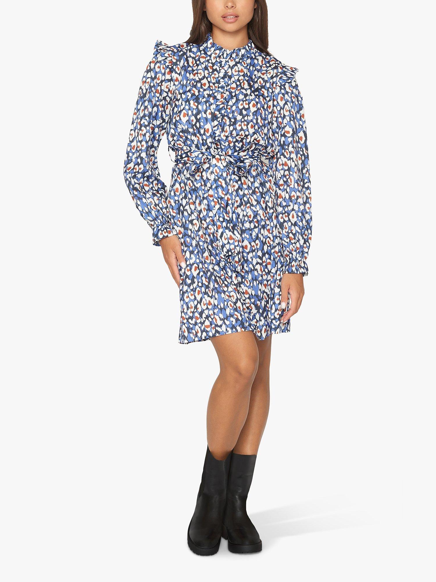 Sisters Point Gaya Leopard Print Dress, Blue
