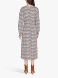 Sisters Point Elbara Self Tie Belt Midi Dress, Grey Graphic