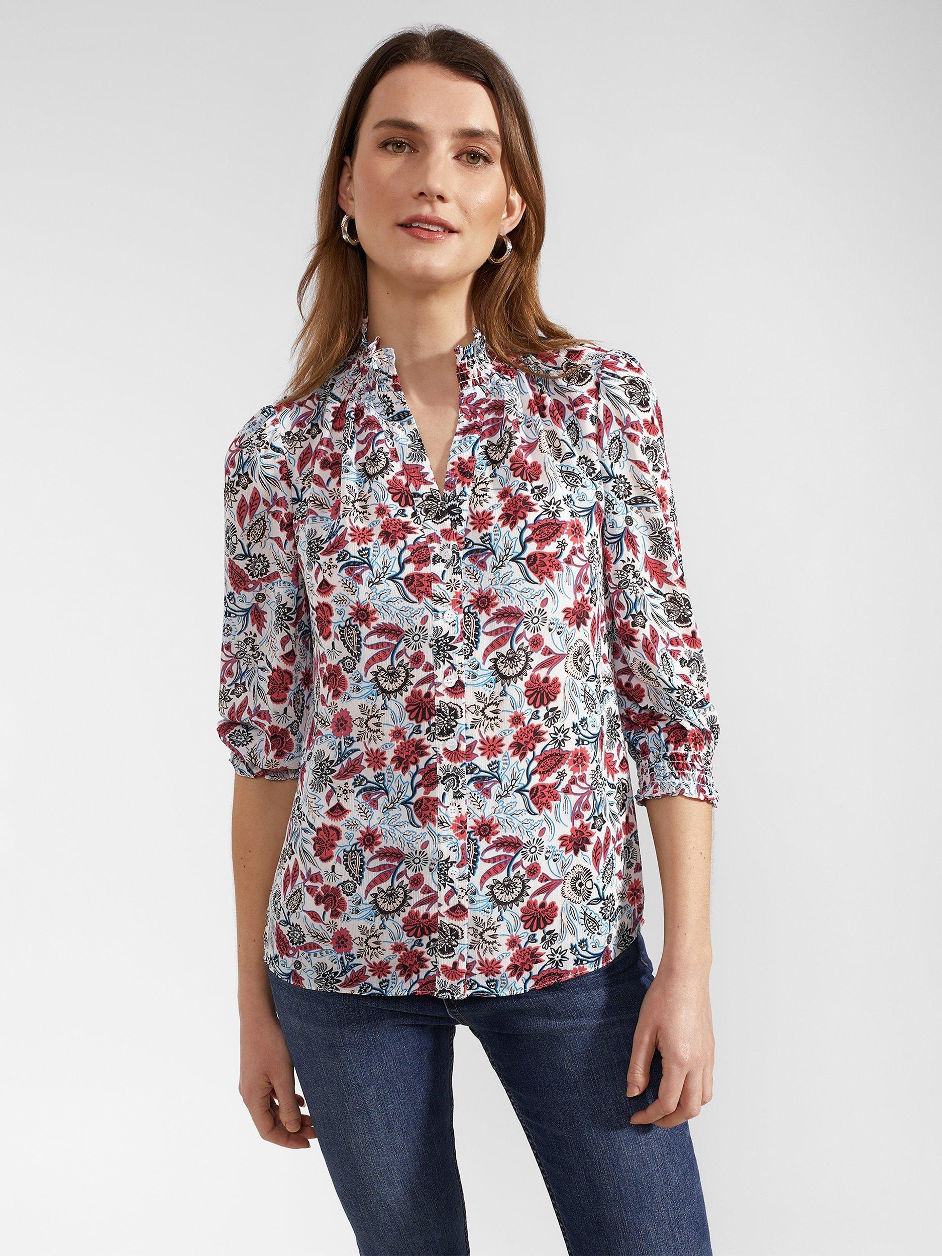 Hobbs Giovanna Blouse, Ivory/Multi