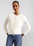 Hobbs Florentina Open Knit Cotton Cardigan, Ivory