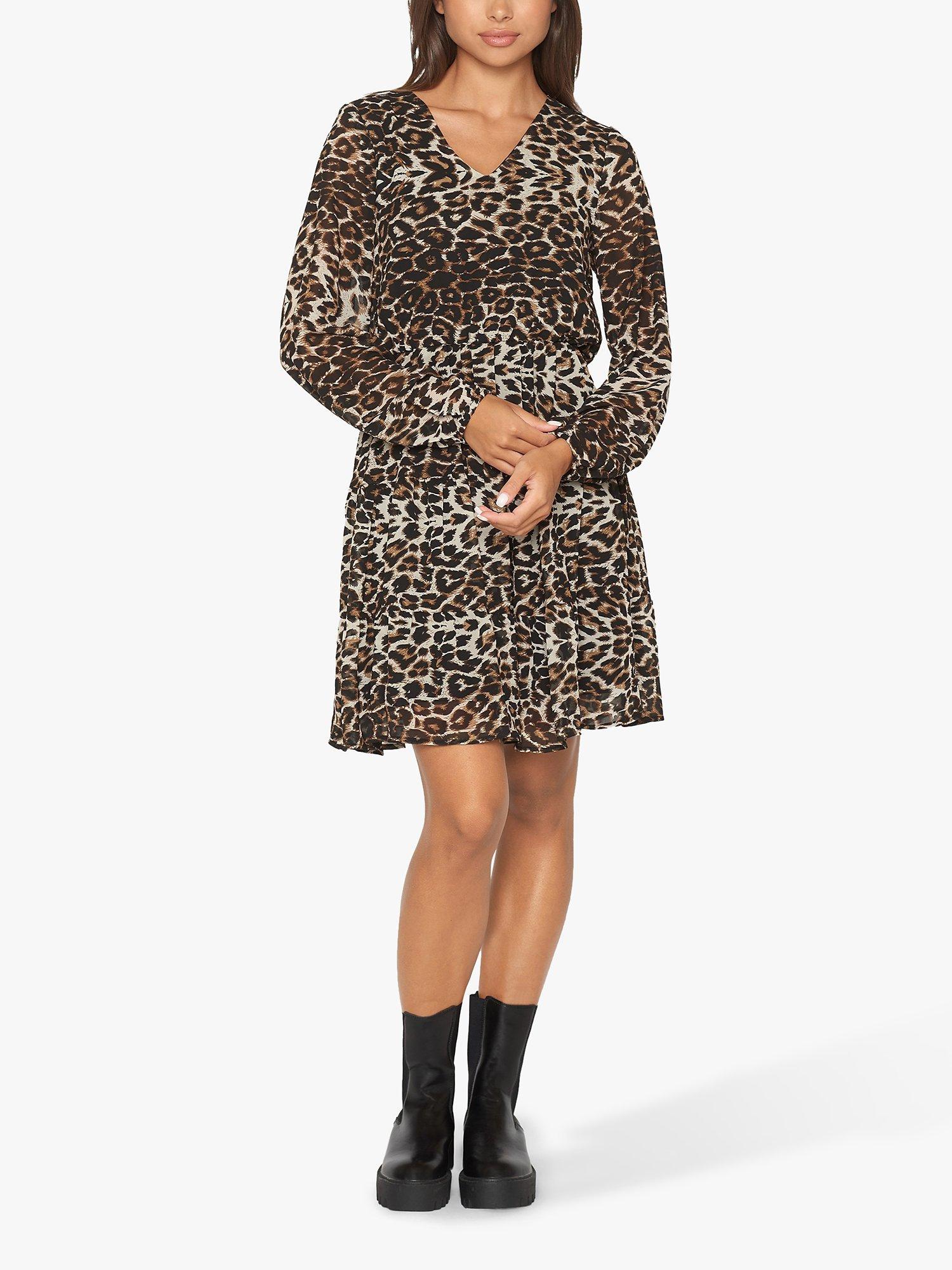 Sisters Point Nice Leopard Print Dress Brown