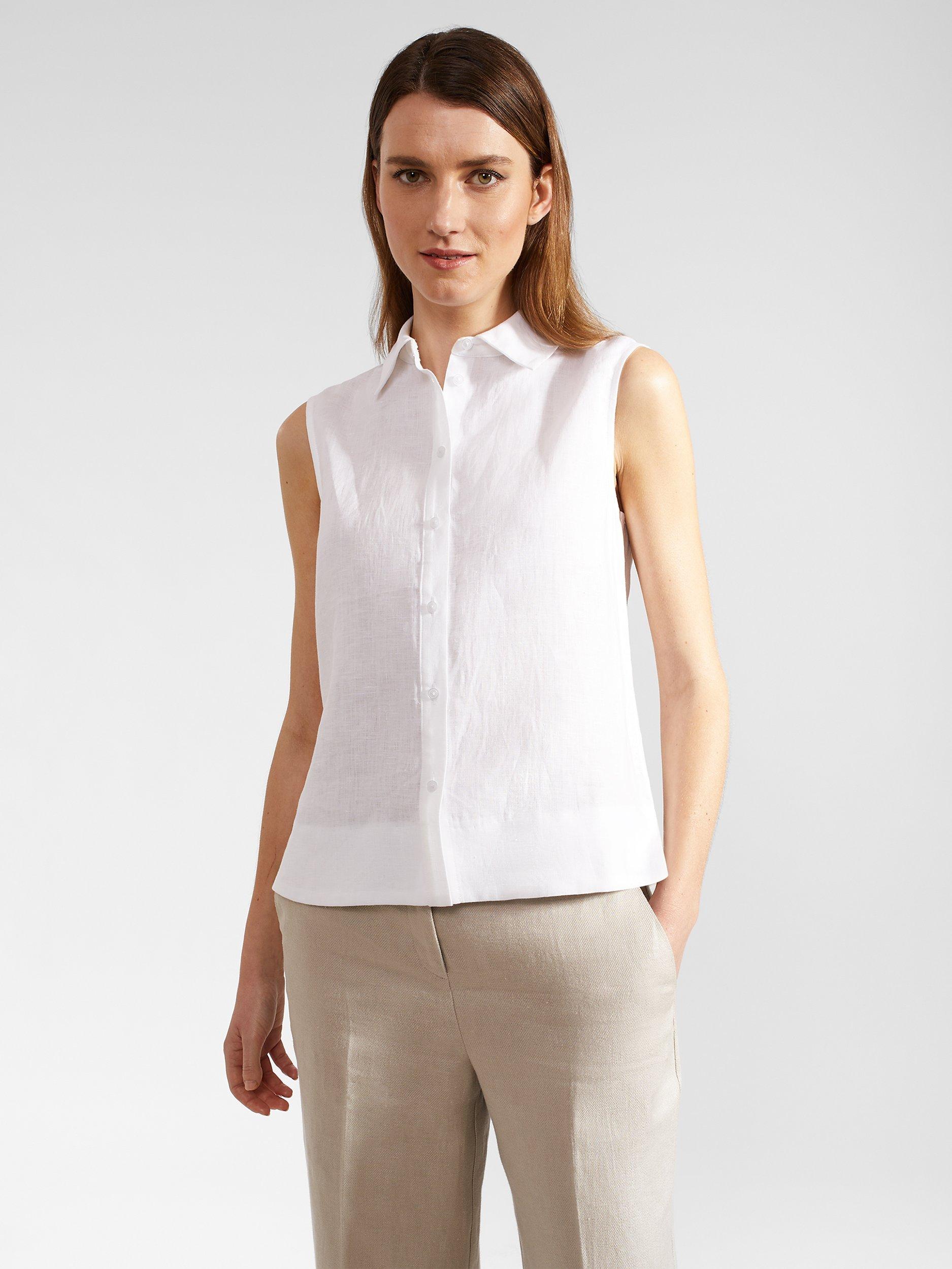 Hobbs Salem Linen Sleeveless Top, White, 10