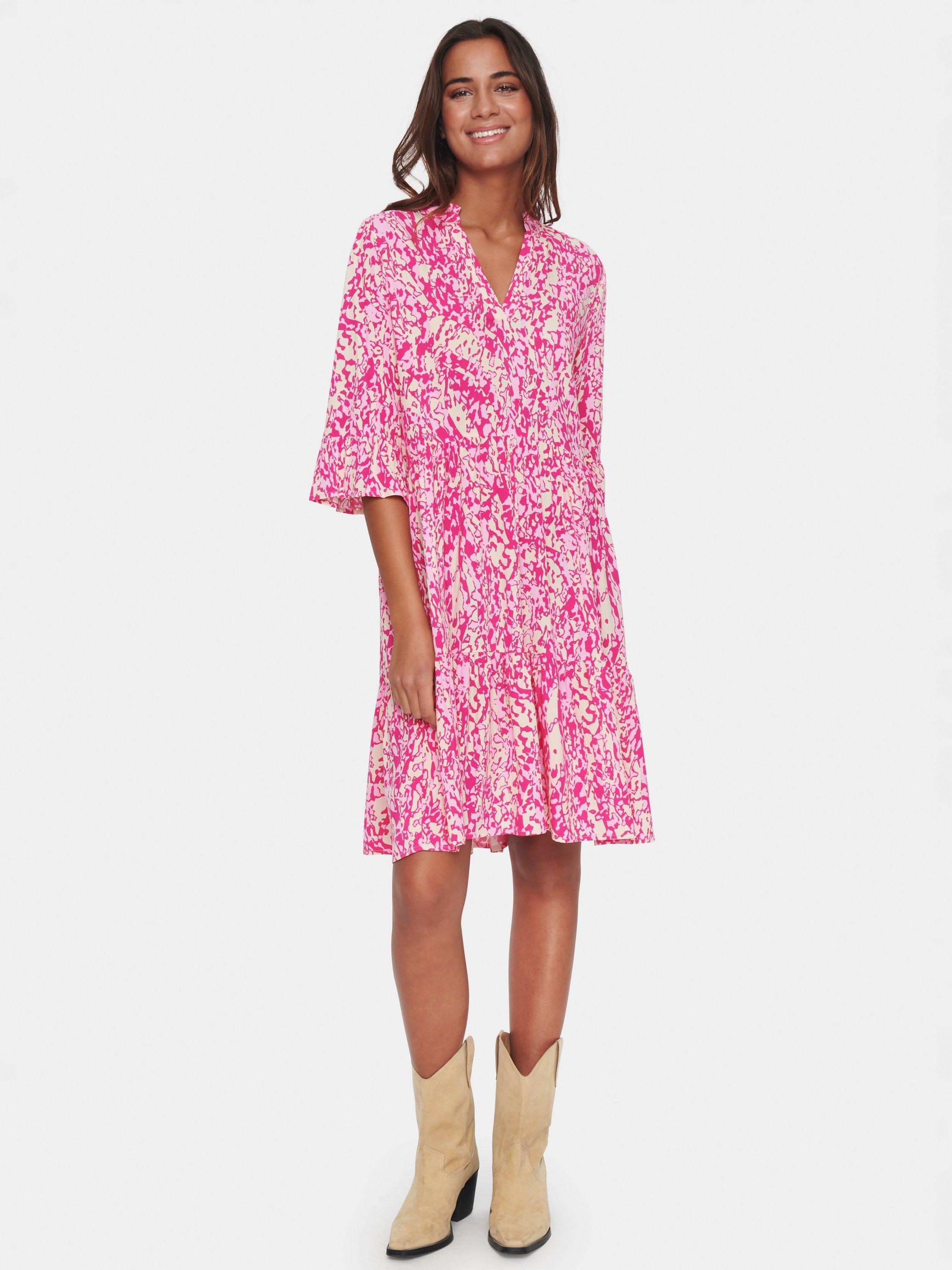 Saint Tropez Eda Knee Length Half Sleeve Dress, Pink