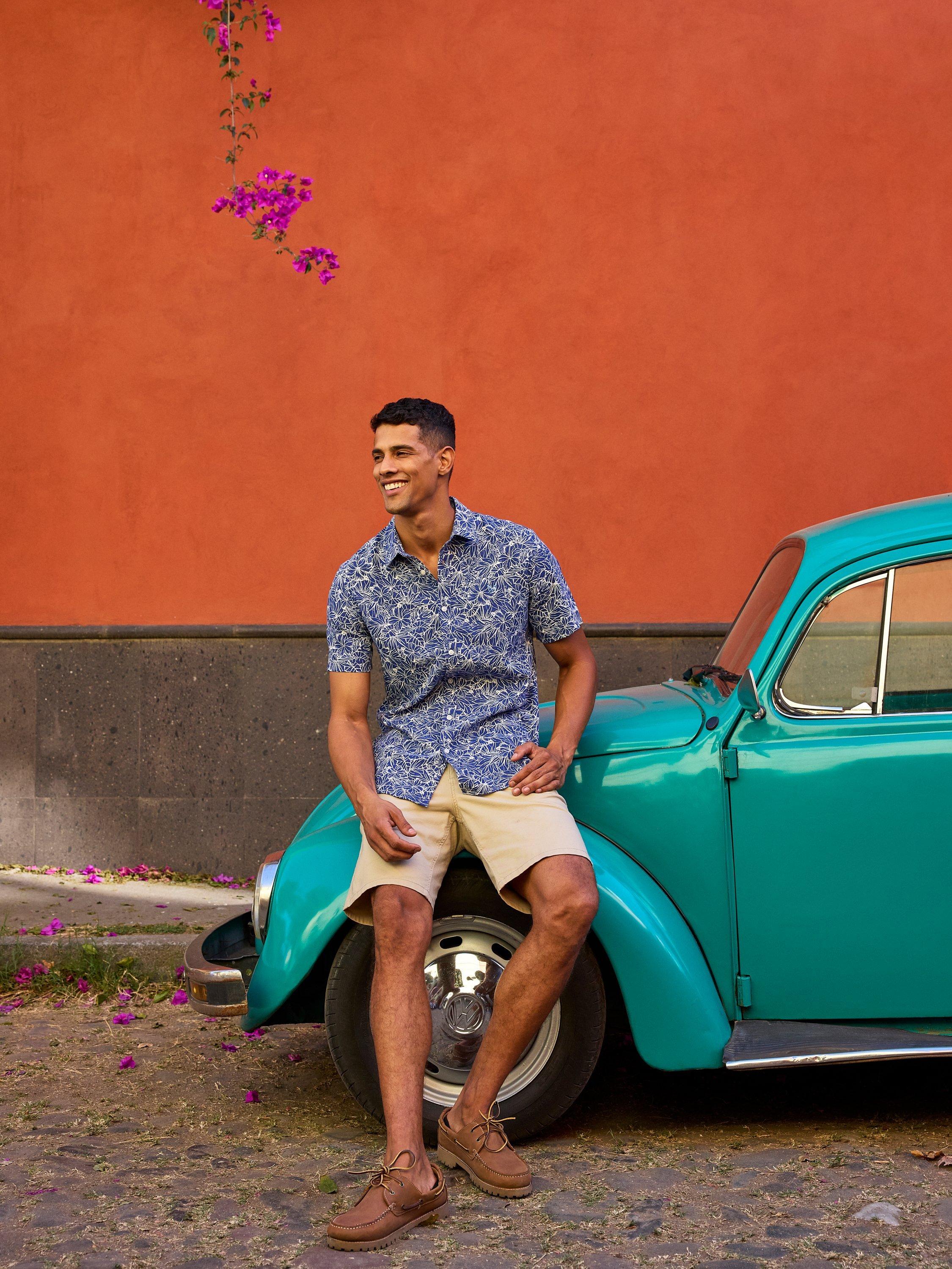 Crew Clothing Tropical Linen Blend Shirt, Mid Blue