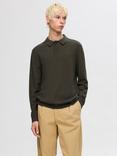 SELECTED HOMME Polo Collar Merino Wool Knit Jumper