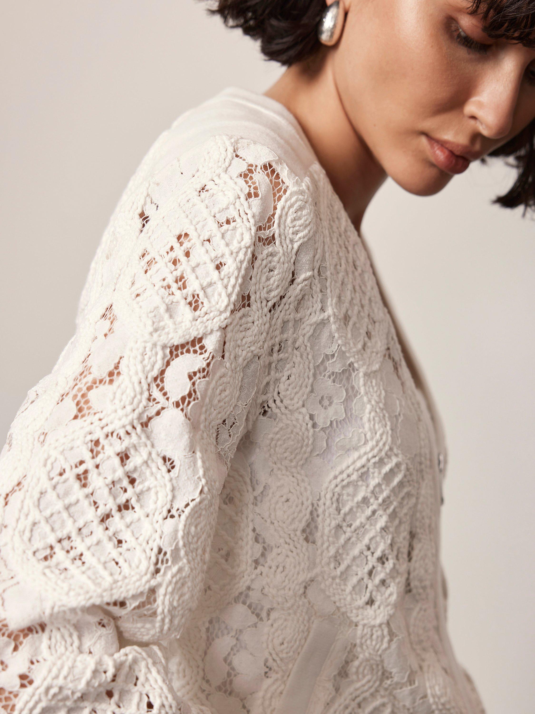 Mint Velvet Lace Bomber Jacket White Ivory