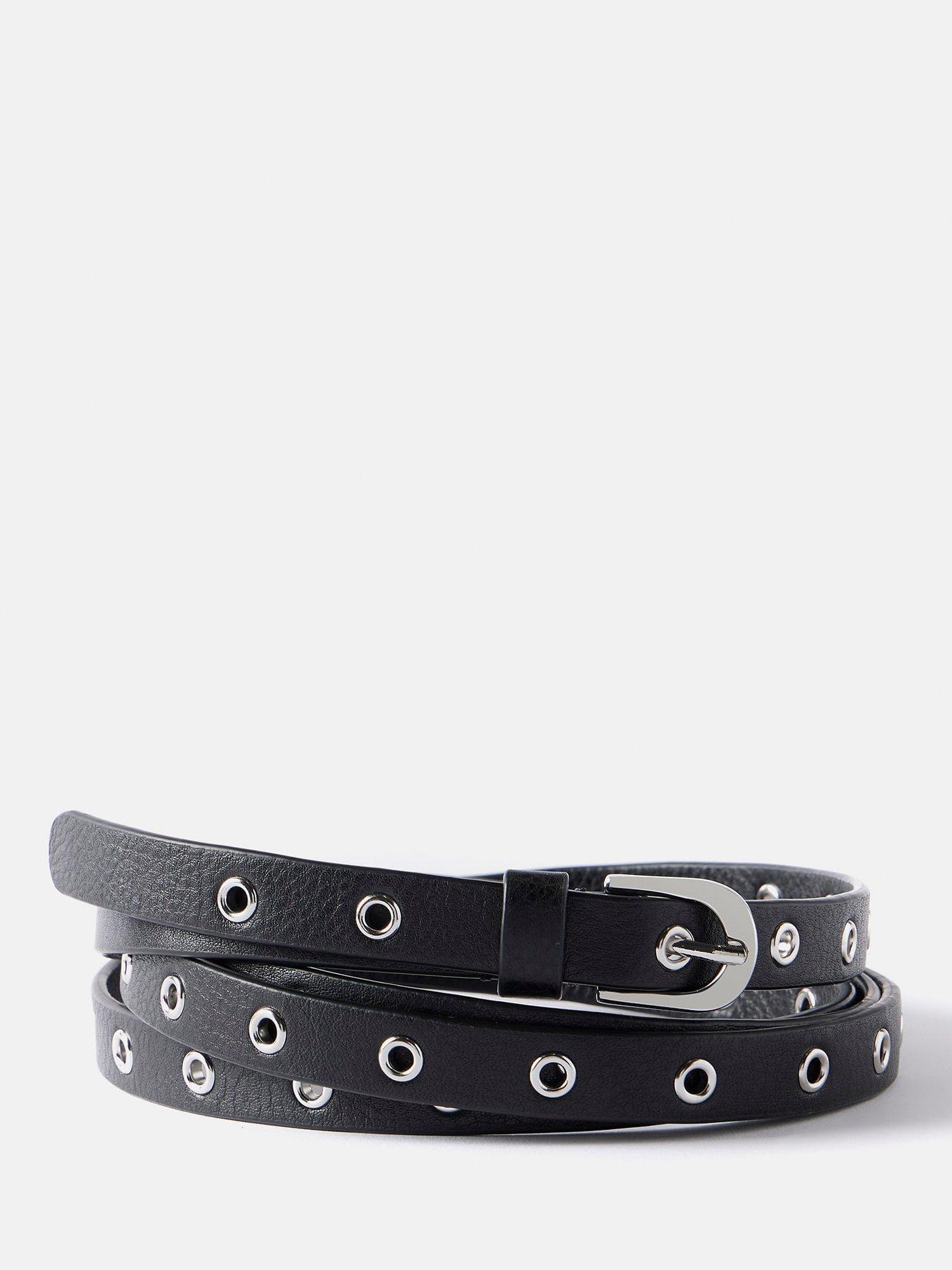 Mint Velvet Skinny Leather Eyelet Belt, Belt
