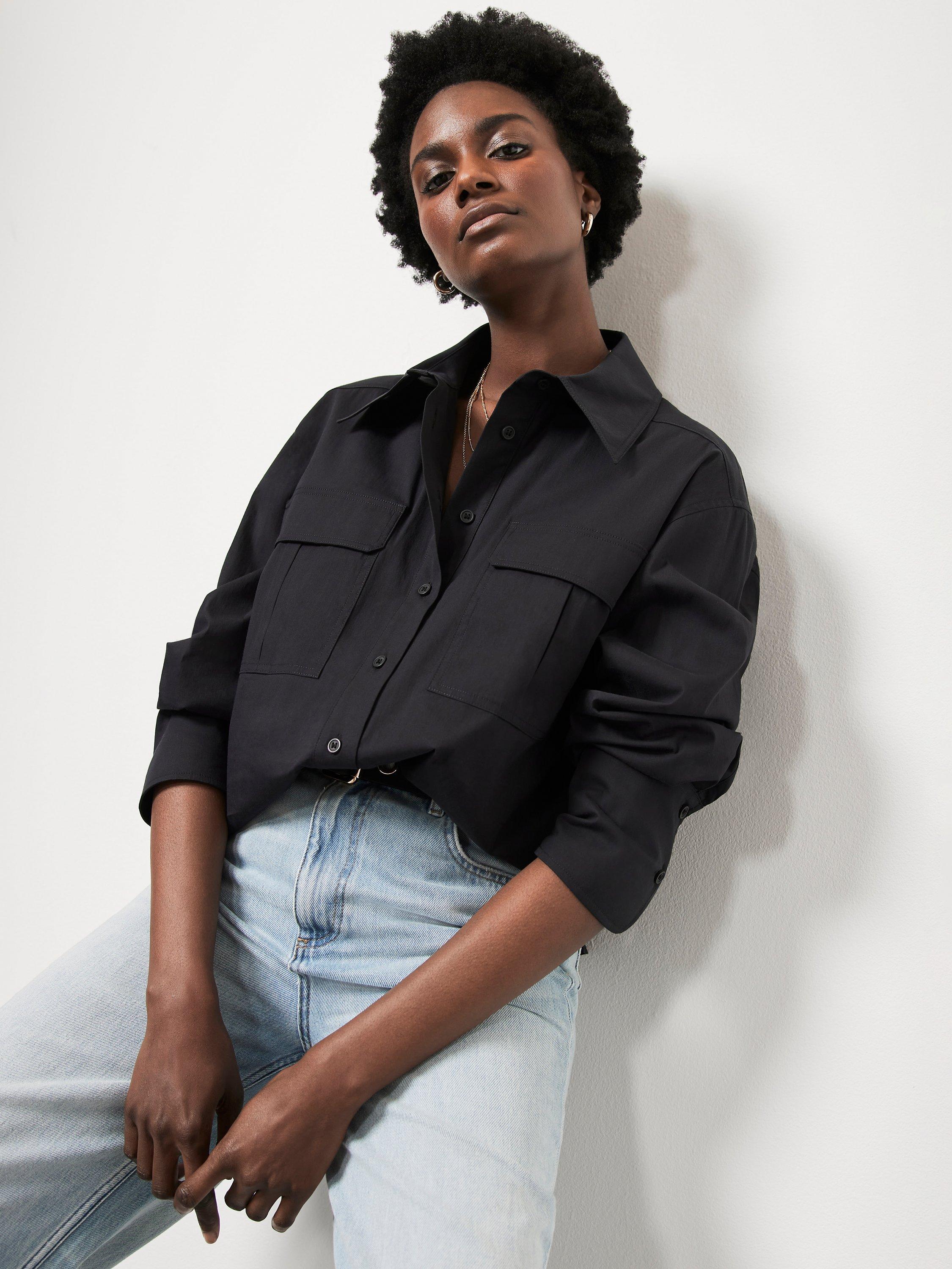 Mint Velvet Cotton Blend Cropped Utility Shirt