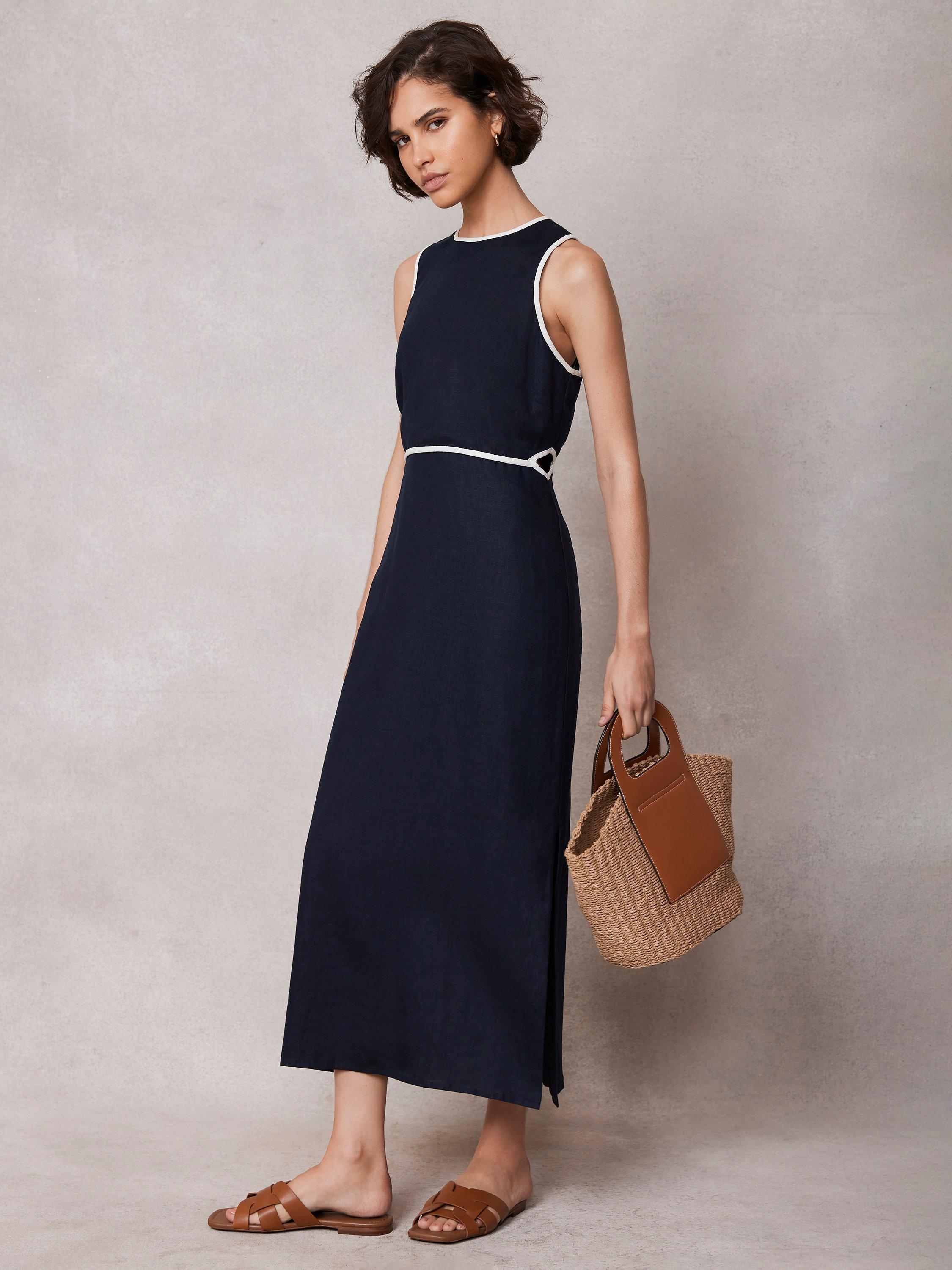 Midi linen dresses for women hotsell